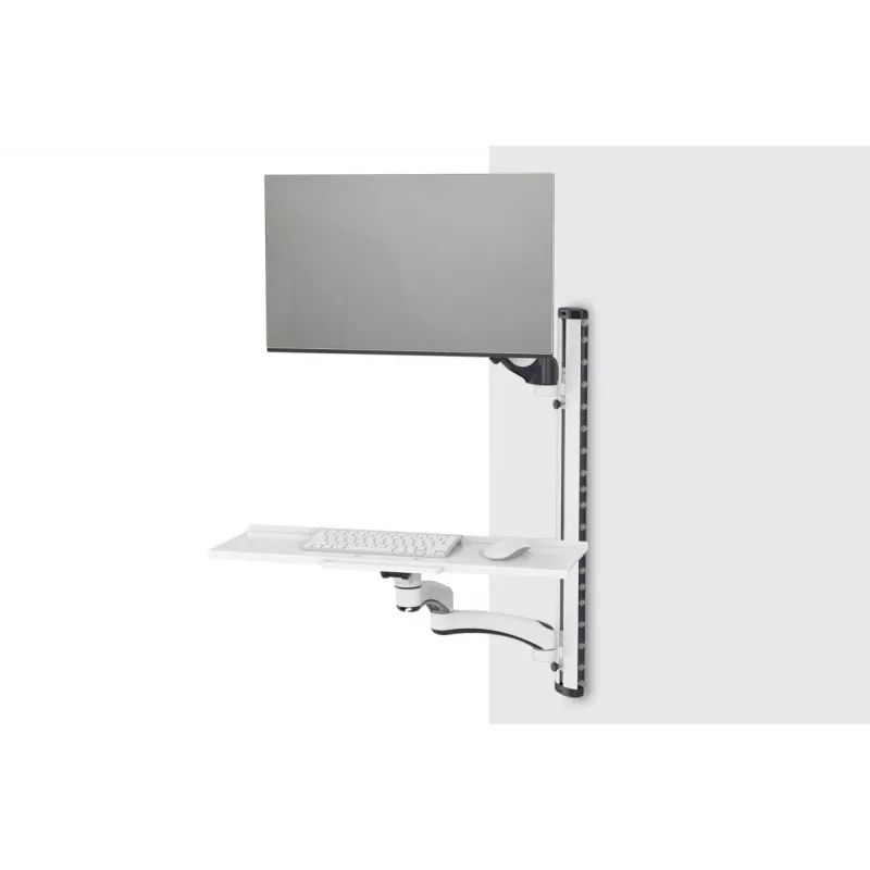 DIGITUS Workstation (Monitor. Tastatur. Maus) Wandhalterung 32 Zoll. 8 kg. VESA 75x75/100x100. Weiß/Schwarz