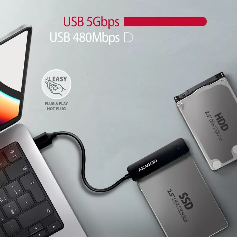 Axagon ADSA-FP2A Schnittstellenkarte USB 3.2 Gen 1 SATA Stecker Schwarz