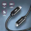 Axagon BUCM2-CM25AB Daten- und Ladekabel USB 480Mbps 2,5 m. PD 240W, 5A. Schwarz geflochten