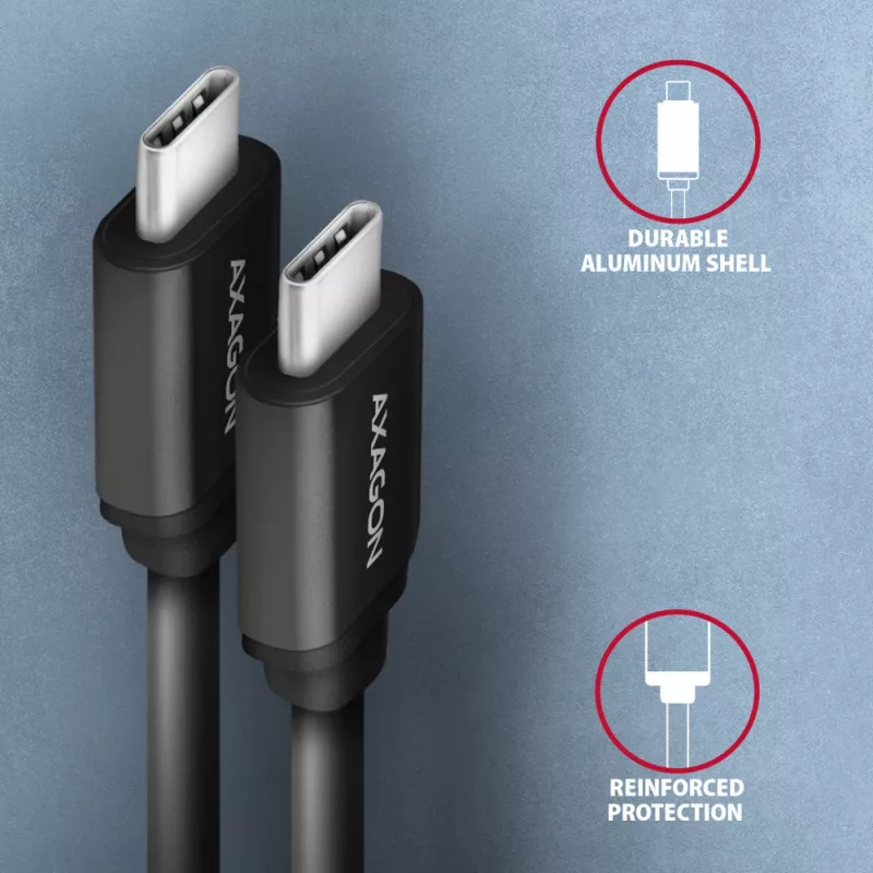 USB-Kabel Axagon BUCM-CM20TB 1,1m PD 60W 3A Schwarz