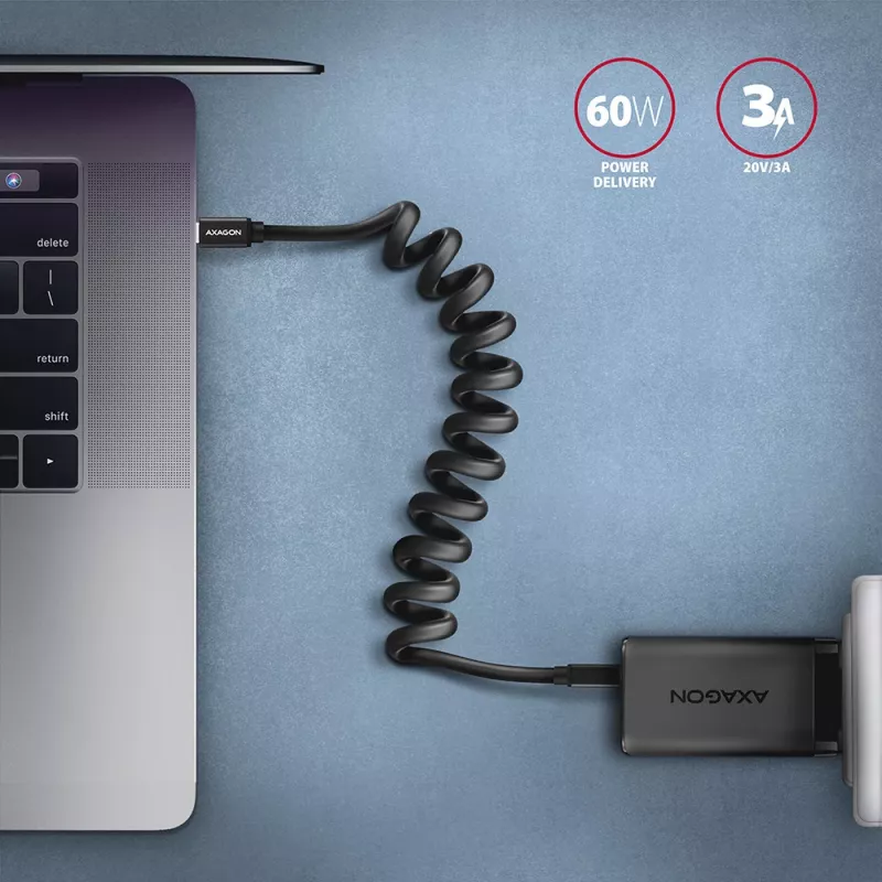 USB-Kabel Axagon BUCM-CM20TB 1,1m PD 60W 3A Schwarz