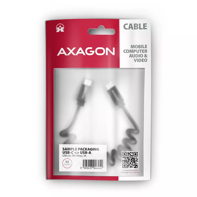 USB-Kabel Axagon BUCM-CM20TB 1,1m PD 60W 3A Schwarz
