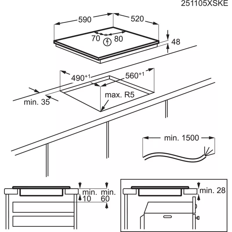 Electrolux Serie 300 LIB60420CK Schwarz Einbau 59 cm Zonen-Induktionskochfeld 4 Zone(n)