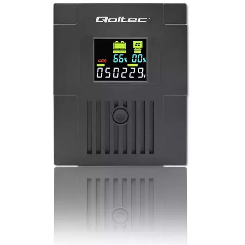 Unterbrechungsfreie Stromversorgung QOLTEC 53770, Line-Interactive USV 1,5 kVA (900 W), 2 C13-Ausgänge, AVR, LCD, USB Typ-B