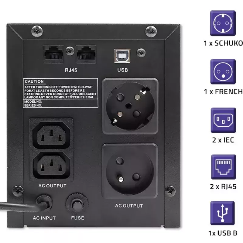 Qoltec 53777 USV Line-Interactive 2 kVA 1200 W 4 AC-Steckdosen