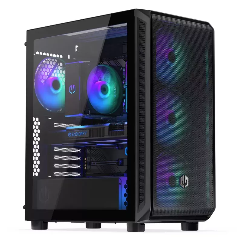 PC-Gehäuse ENDORFY Arx 500 ARGB ATX Schwarz — gehärtetes Glas, ARGB, ATX, max. GPU 350 mm, CPU-Kühler Höhe 179 mm, 7 Erweiterungsslots