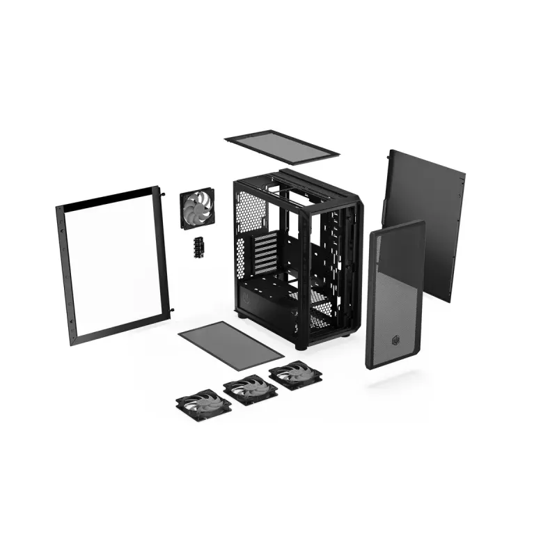 PC-Gehäuse ENDORFY Arx 500 ARGB ATX Schwarz — gehärtetes Glas, ARGB, ATX, max. GPU 350 mm, CPU-Kühler Höhe 179 mm, 7 Erweiterungsslots