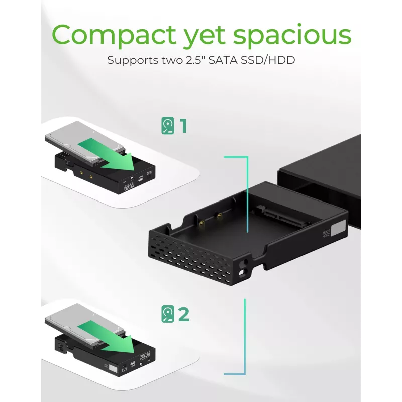 ICY BOX RAID-Gehäuse für 2x HDD/SSD USB 3.2 Gen 2 Type-C® / Type-A Schnittstelle