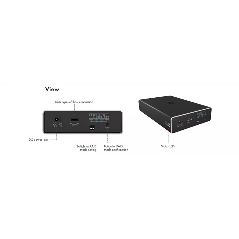 ICY BOX RAID-Gehäuse für 2x HDD/SSD USB 3.2 Gen 2 Type-C® / Type-A Schnittstelle