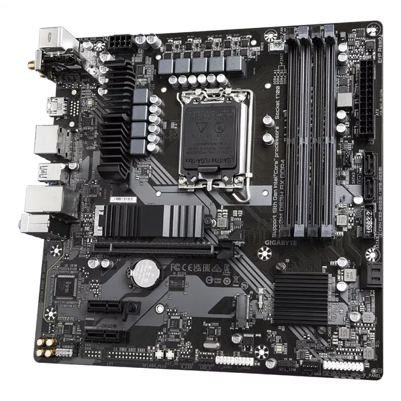 GIGABYTE B760M DS3H AX DDR4 Mainboard - Unterstützt Intel Core 14. Gen CPUs, 6+2+1 Phasen digitaler VRM, bis zu 5333 MHz DDR4 (OC), 2xPCIe 4.0 M.2, Wi-Fi 6E, 2,5 GbE LAN, USB 3.2 Gen2