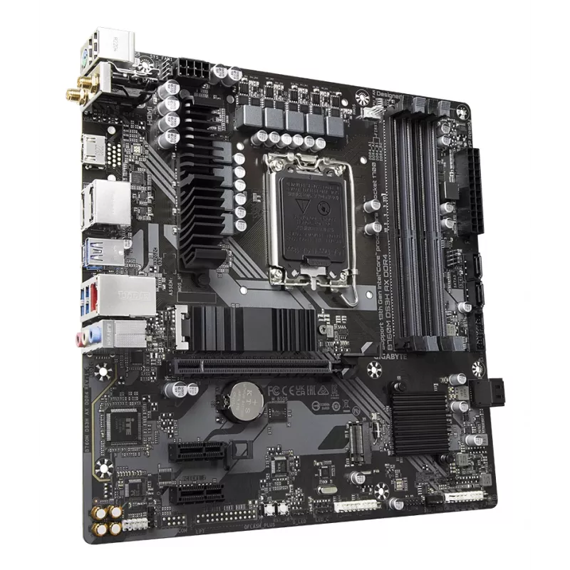 GIGABYTE B760M DS3H AX DDR4 Mainboard - Unterstützt Intel Core 14. Gen CPUs, 6+2+1 Phasen digitaler VRM, bis zu 5333 MHz DDR4 (OC), 2xPCIe 4.0 M.2, Wi-Fi 6E, 2,5 GbE LAN, USB 3.2 Gen2