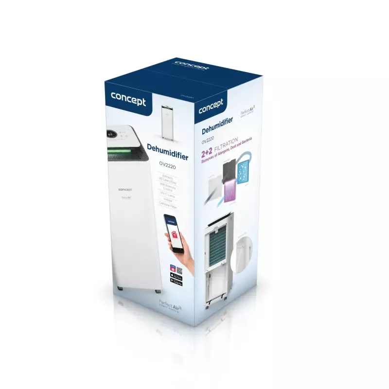 Luftentfeuchter Concept Solution OV2220 — 3,5 l Tank, 2 Geschwindigkeiten, 320 W, 45 dB, weiß