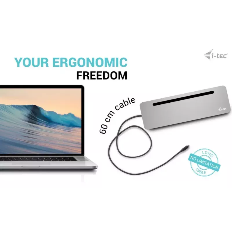 i-tec USB-C Metall Ergonomische 3x 4K Display Dockingstation mit Power Delivery 100 W + Universal-Ladegerät 100 W