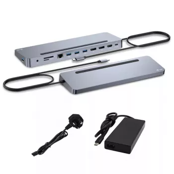 i-tec USB-C Metall Ergonomische 3x 4K Display Dockingstation mit Power Delivery 100 W + Universal-Ladegerät 100 W