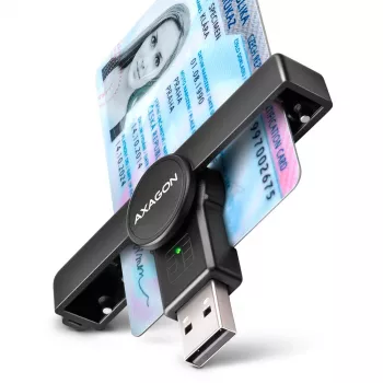 Axagon CRE-SMPA USB-A Smart / ID card PocketReader, USB 2.0, Schwarz, 13 g