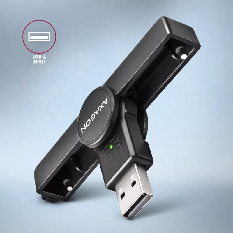 Axagon CRE-SMPA USB-A Smart / ID card PocketReader, USB 2.0, Schwarz, 13 g