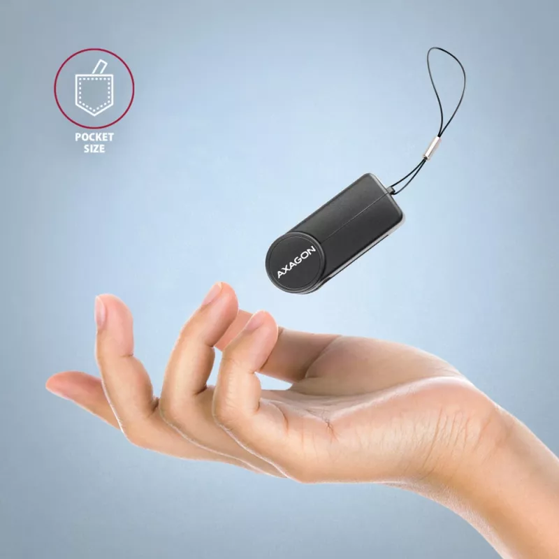Axagon CRE-SMPA USB-A Smart / ID card PocketReader, USB 2.0, Schwarz, 13 g