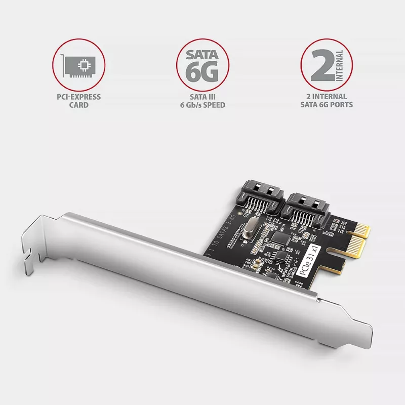 Interner SATA-Adapter Axagon PCES-SJ2 PCIe 2 Gbit/s Schwarz