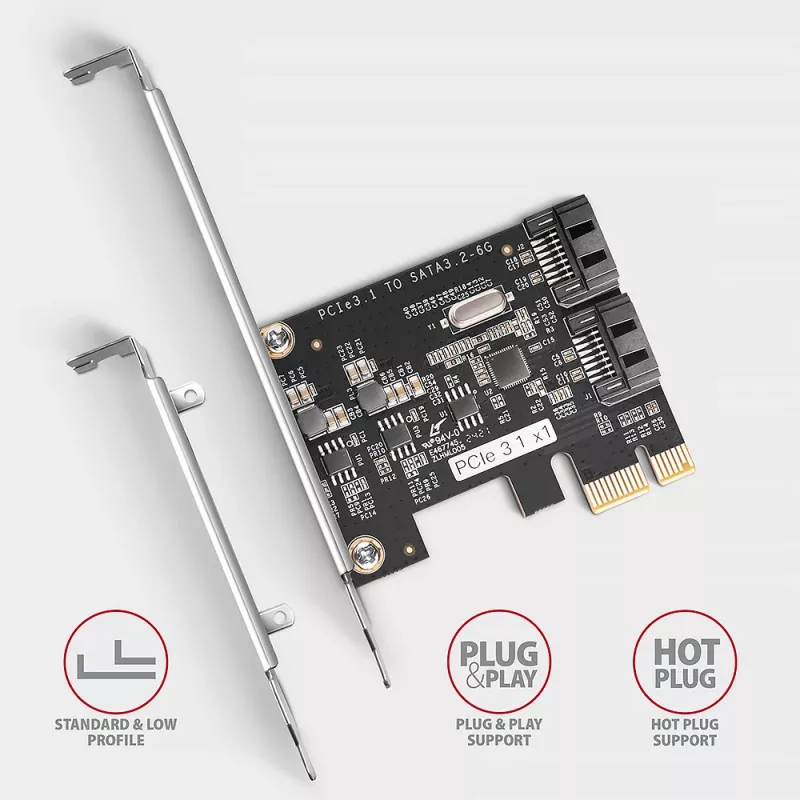 Interner SATA-Adapter Axagon PCES-SJ2 PCIe 2 Gbit/s Schwarz