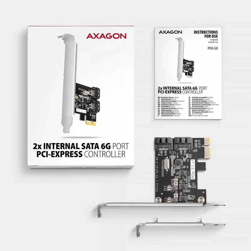Interner SATA-Adapter Axagon PCES-SJ2 PCIe 2 Gbit/s Schwarz