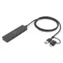 DIGITUS USB 3.0 Hub 4-Port Slimline with USB-C Adapter 5Gbps 1m Kabel