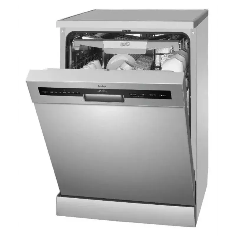 Freistehender Geschirrspüler AMICA DFM64C7EOQIH, 14 Maßgedecke, Inox, 47 dB, Energieklasse C