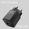 QOLTEC 50764 Innenraum-AC-Schnellladegerät USB-C 35W PD 3.0 + USB-A, 5–20V, Typ-C-Eurostecker
