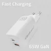 Indoor AC-Schnellladegerät QOLTEC 50765 — 65W USB-C PD 3.0 + USB-A, 5–20V, Typ-C Eurostecker, 2 Geräte