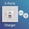 Indoor AC-Schnellladegerät QOLTEC 50765 — 65W USB-C PD 3.0 + USB-A, 5–20V, Typ-C Eurostecker, 2 Geräte