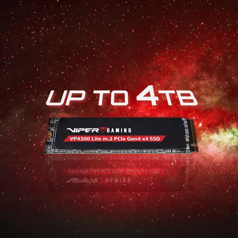 M.2 2280 NVMe SSD PATRIOT VP4300 Lite 4 TB, PCIe 4.0 x4, Lesen 7400 MB/s, Schreiben 6000 MB/s, NVMe 2.0