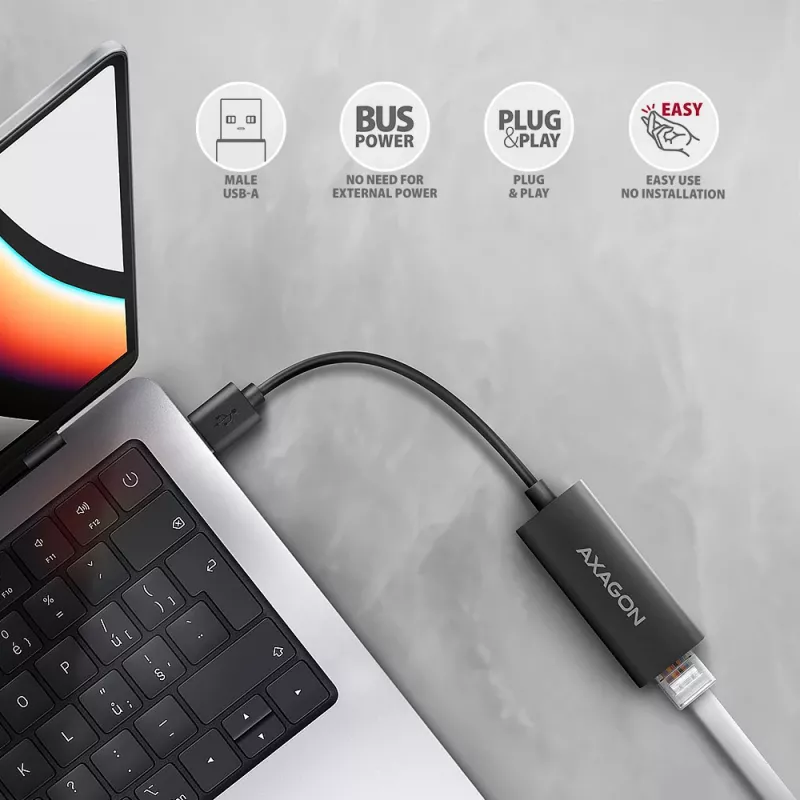 Axagon ADE-AR USB-A 3.2 Gen 1 - Gigabit Ethernet Adapter, Realtek 8153