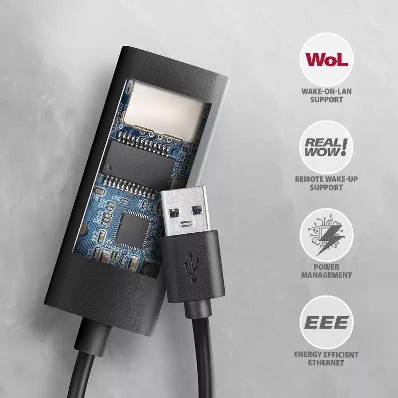 Axagon ADE-AR USB-A 3.2 Gen 1 - Gigabit Ethernet Adapter, Realtek 8153