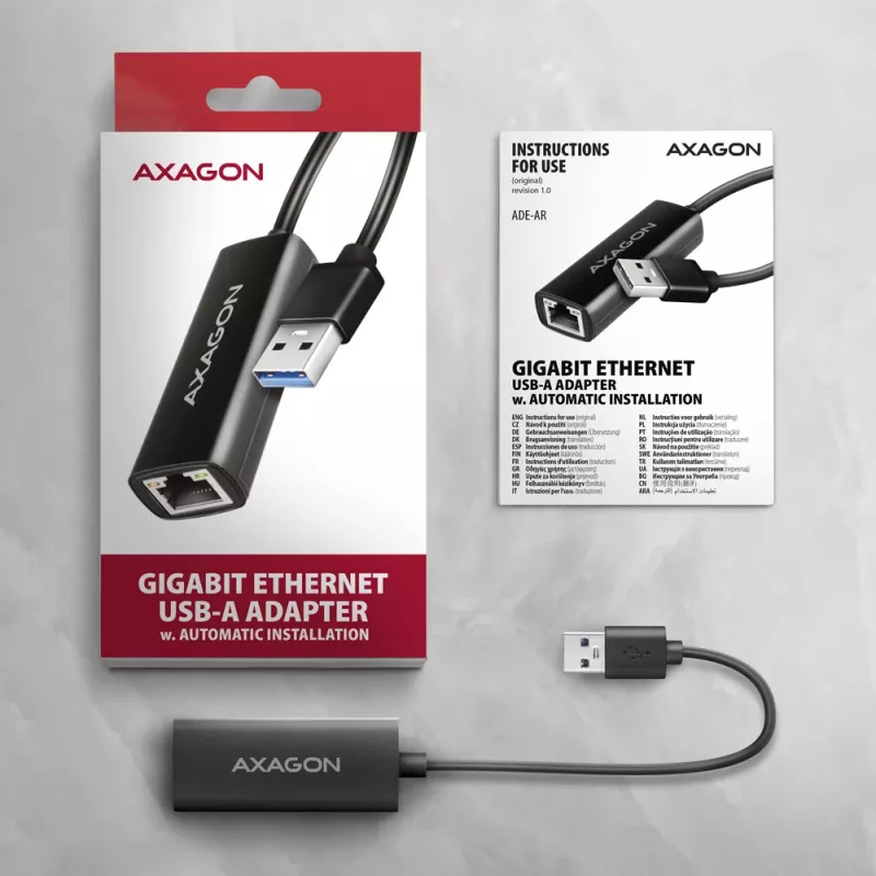 Axagon ADE-AR USB-A 3.2 Gen 1 - Gigabit Ethernet Adapter, Realtek 8153