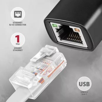 Axagon ADE-ARC USB-C 3.2 Gen 1 - Gigabit-Ethernet-Adapter, Realtek 8153
