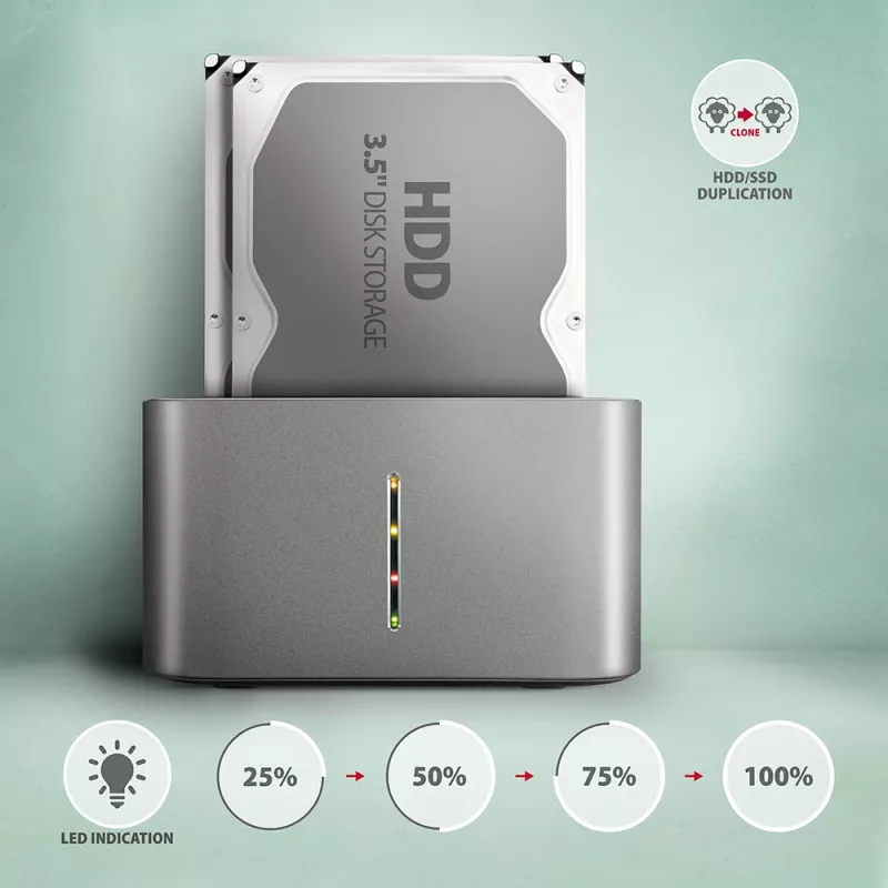 Axagon ADSA-DC SuperSpeed USB DUAL 2.5 Zoll/3.5 Zoll HDD/SSD DUAL Dock