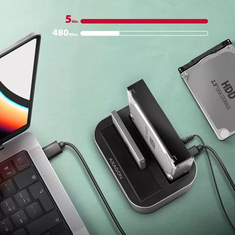 Axagon ADSA-DC SuperSpeed USB DUAL 2.5 Zoll/3.5 Zoll HDD/SSD DUAL Dock