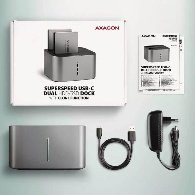Axagon ADSA-DC SuperSpeed USB DUAL 2.5 Zoll/3.5 Zoll HDD/SSD DUAL Dock