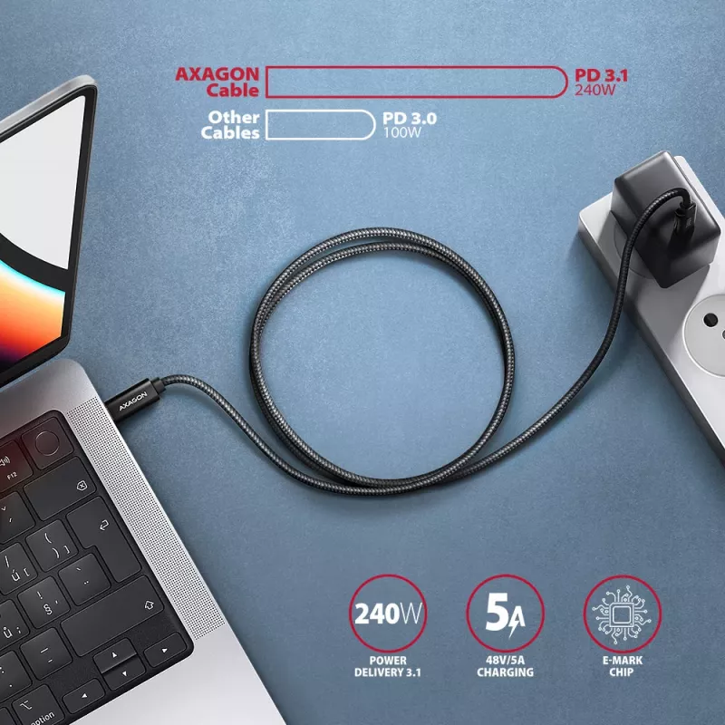 USB-Kabel Axagon BUCM4X-CM10AB USB4 Gen 3x2 1m Schwarz