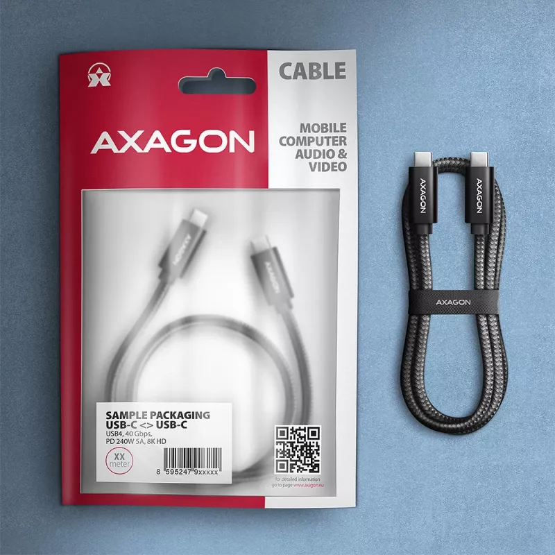 USB-Kabel Axagon BUCM4X-CM10AB USB4 Gen 3x2 1m Schwarz