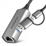 Axagon ADE-TXCA USB-C + USB-A 3.2 Gen 1 - Gigabit Ethernet Adapter, Asix AX88179