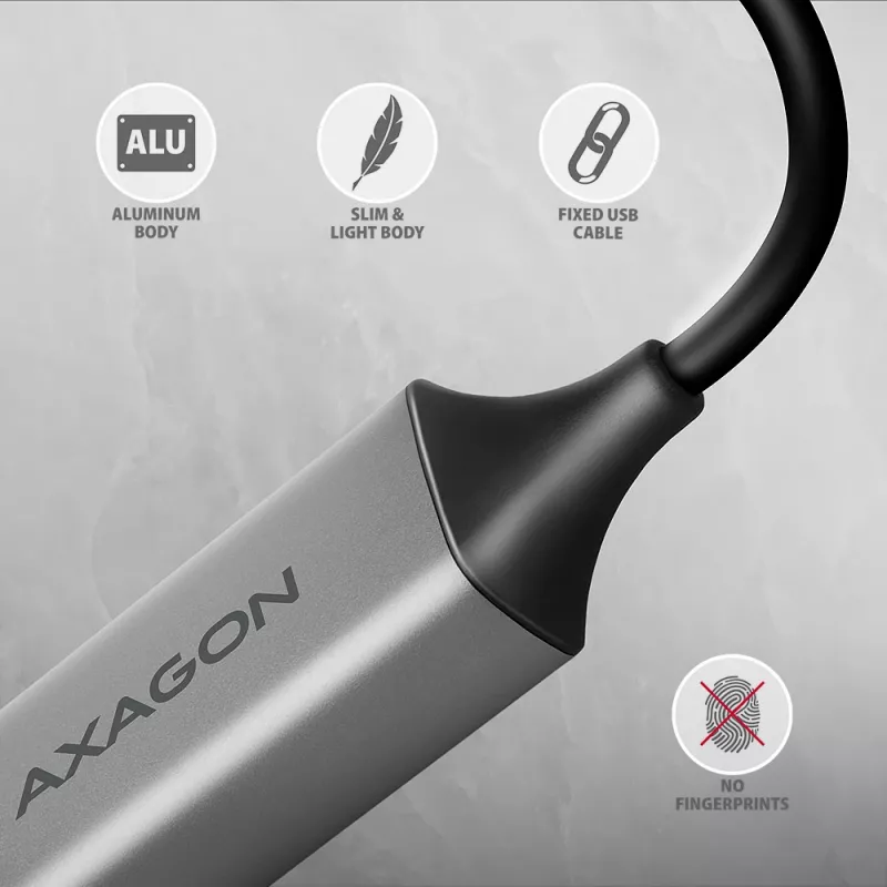 Axagon ADE-TXCA USB-C + USB-A 3.2 Gen 1 - Gigabit Ethernet Adapter, Asix AX88179