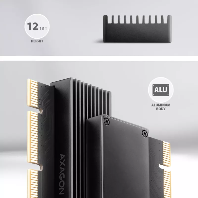 Axagon PCEM2-XS PCIe x16 - M.2 NVMe M-Key-Adapter, mit passivem Alu-Kühlkörper