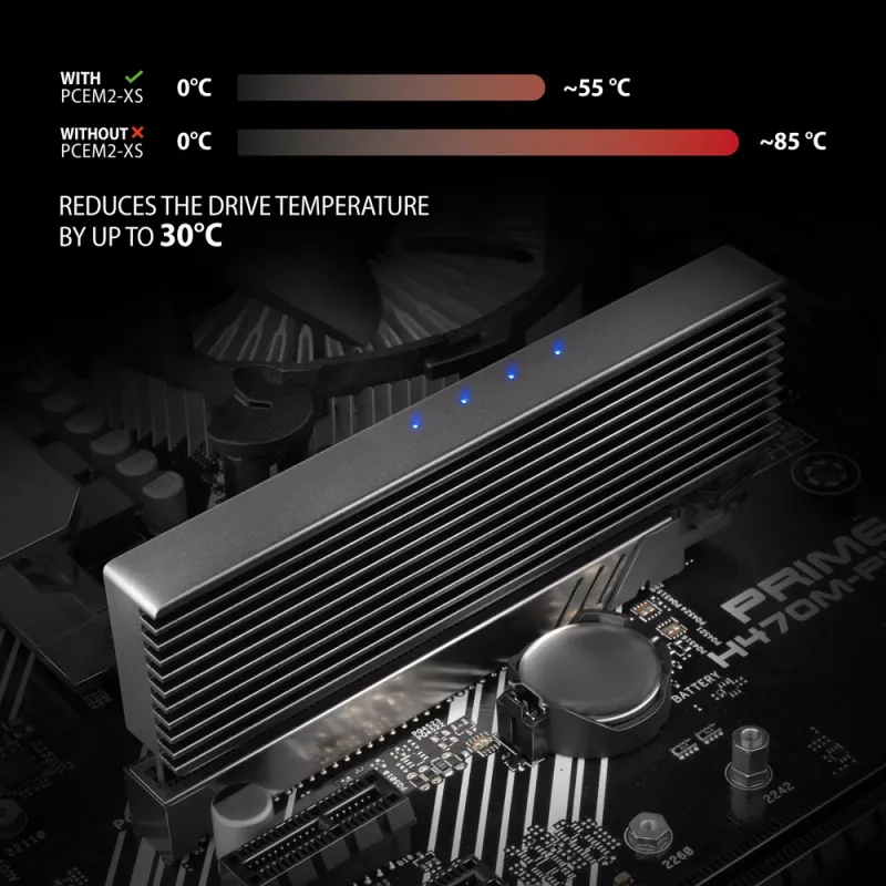 Axagon PCEM2-XS PCIe x16 - M.2 NVMe M-Key-Adapter, mit passivem Alu-Kühlkörper