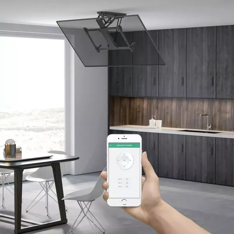 Decken-TV-Halterung MACLEAN MC-880T für 32–70 Zoll Fernseher, max. VESA 600x400, elektrische Höhenverstellung, 35 kg Tragkraft
