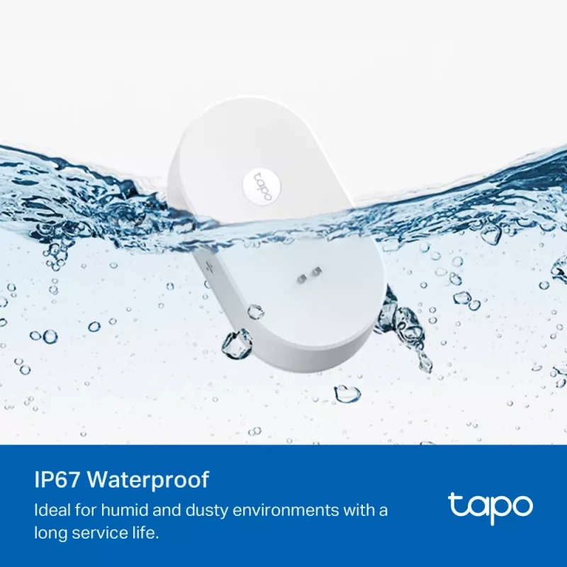 Wasserlecksensor TP-Link Tapo T300 Wi‑Fi, einstellbarer Alarm 90 dB, IP67, Batterie (2×AAA), benötigt Hub