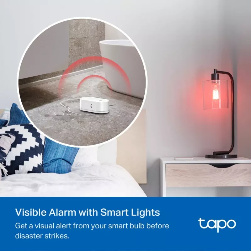 Wasserlecksensor TP-Link Tapo T300 Wi‑Fi, einstellbarer Alarm 90 dB, IP67, Batterie (2×AAA), benötigt Hub