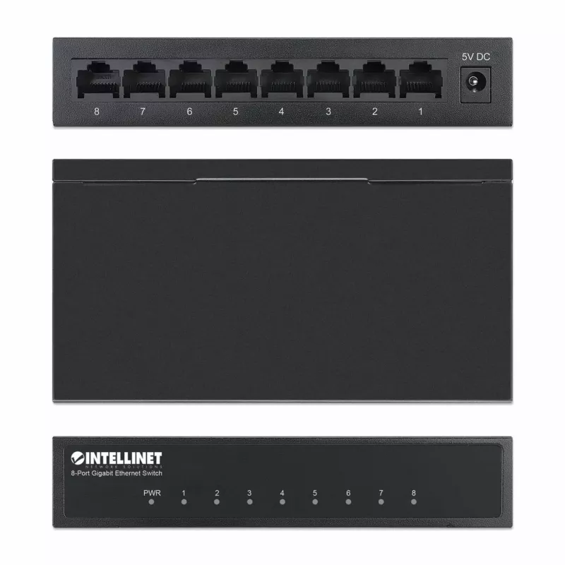 Intellinet 8-Port Gigabit Ethernet Switch, Desktop-Größe, Metallgehäuse, IEEE 802.3az (Energy Efficient Ethernet)