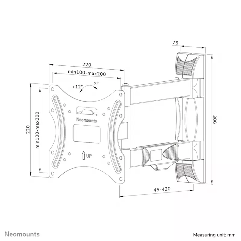 Neomounts WL40-550BL12 TV-Wandhalterung 32-55 Zoll – vollbeweglich – einfache Installation