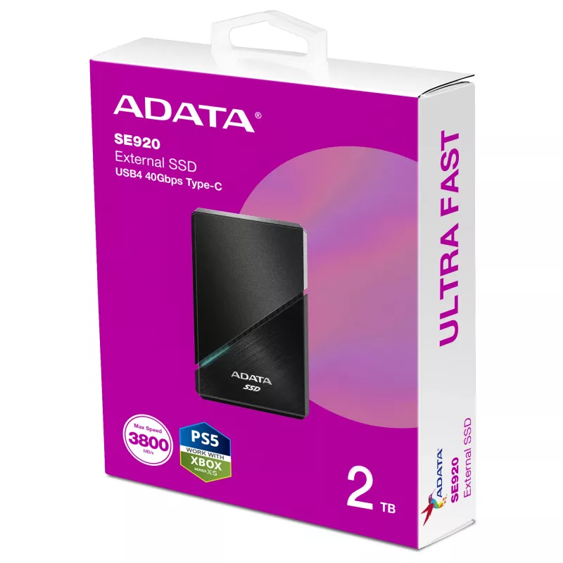 ADATA SE920 Thunderbolt-Technologie 2 TB USB Type-C 3.2 Gen 2 (3.1 Gen 2) Schwarz