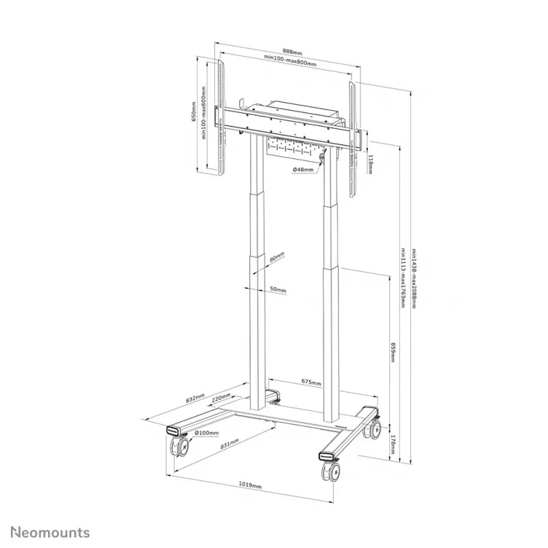 Neomounts FL55-875WH1 TV-Wagen 55-100 Zoll - motorisiert - TÜV